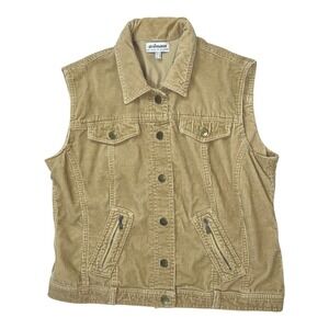 Steilmann Button Front Corduroy Vest Size M Tan 70s Cottagecore Euro Vintage